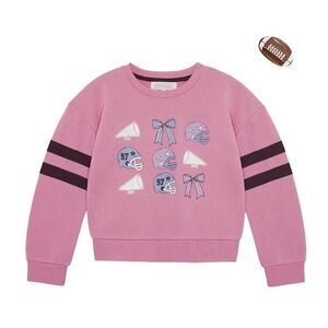 Planet Gold Womens Pink Football Game day Sweatshirt With hair clip XXL 18 NWT